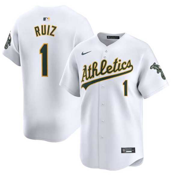 Men%27s Oakland Athletics #1 Esteury Ruiz White Home Limited Stitched Jersey Dzhi->new york yankees->MLB Jersey
